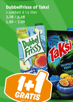  taksi dubbelfrisss fruitdrank 1 2 pakken liter dubbel frisss tropisch fruit v.a. 