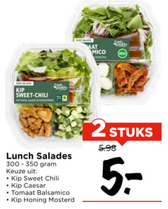  maaltijdsalade 2 300 350 kip sweet chili lunch salades caesar tomaat balsamico honing mosterd stuks 