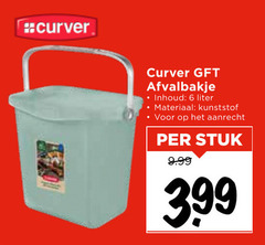  6 curver afvalbakje inhoud liter materiaal kunststof aanrecht stuk 3.99 