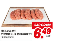  6 dekavers runderhamburgers pak stuks 