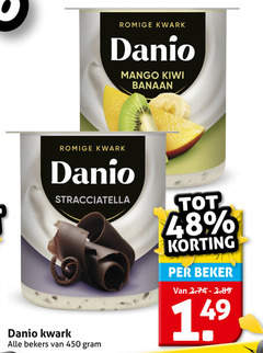  danone danio kwark 48 450 romige mango kiwi banaan stracciatella bekers beker 