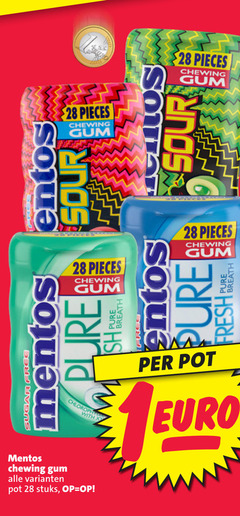  mentos kauwgom 28 pieces chewing gum sour sugar free she breath fresh with pot stuks 
