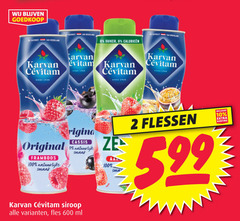  karvan cevitam limonadesiroop 2 10 100 600 suiker original framboos cassis natuurlijk flessen 5.99 siroop fles ml 