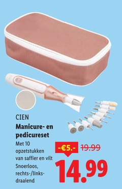  10 cien manicure pedicureset opzetstukken saffier vilt snoerloos links- draaiend 