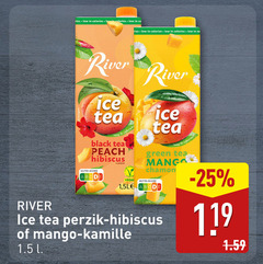  ice tea 1 fles calories river laag black peach hibiscus nutri score flavour green mango chamon perzik kamille 