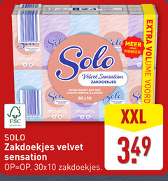  10 velvet sensation zakdoekjes zacht lichte parfum lotion sel sencys solo minder volume fsc www.fsc.org xxl 