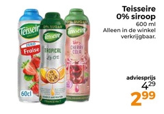  teisseire limonadesiroop 600 siroop ml sugar zero fraise tropical cherry cola 