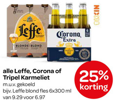  leffe karmeliet corona blikjes bier speciaalbieren 25 100 nix18 blonde blond baking tripel gekoeld fles ml 