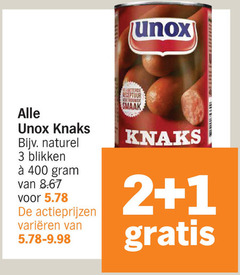  unox knakworsten 1 2 3 400 knaks naturel blikken varieeren receptuur 