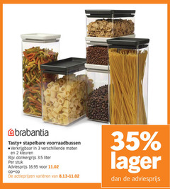  2 3 35 brabantia tasty stapelbare voorraadbussen maten kleuren donkergrijs liter stuk varieeren 