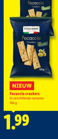  100 focaccia crackers rosemary style green olives 100g 