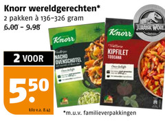  knorr maaltijdmix 2 wereldgerechten pakken kilo v.a. nacho ovenschotel jurassic world trattoria kipfilet toscana one m.u.v 