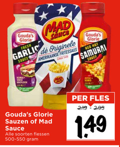  fritessaus snacksaus glorie fresh garlic sauce mad originele amerikaanse red hot samurai vers knoflook romig sauzen soorten flessen fles 
