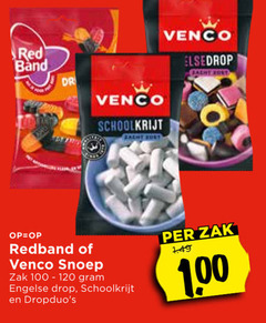  red band venco snoep drop 100 120 dr redband schoolkrijt sort zak engelse 300t 