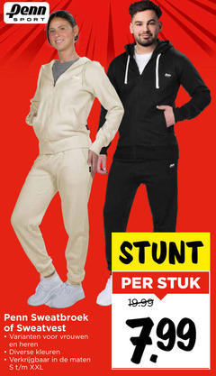  dames joggingbroek heren sweater penn sport sweatbroek sweatvest vrouwen kleuren maten xxl stuk 