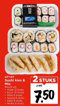  2 6 8 10 12 sushi mix stuks 