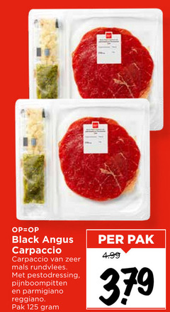  carpaccio 379 black angus rundvlees pestodressing pijnboompitten parmigiano reggiano pak 