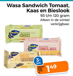  120 wasa sandwich tomaat kaas bieslook cheese basil pak 