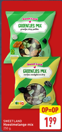  250 sweet land groentjes mix drop pastilles vegetarian nutri score zuurtjes eucalyptus hoestmelange 