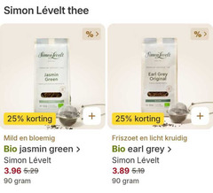  simon levelt thee 25 90 jasmin green earl grey original mild bloemig bio friszoet licht kruidig 