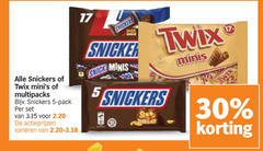  twix snickers chocoladerepen mini 5 17 30 multipacks pack varieeren snicker minis 