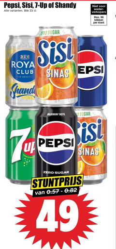  7 33 96 pepsi sisi up shandy blik roya club original zero sugar sinas blikken lemon lime taste 