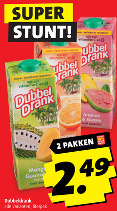  dubbeldrank fruitdrank 2 super receptuur new rijk vitamine san drank dubbel fruit ananas guave pakken 