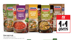 unox soep 1 2 100 2520 uno helder groentefit bleekselderij gehaktbal groenten vezels chinese tomaten lente ui mie heldere kippen malse stukjes kip wortel doperwtjes vermicelli zak rijkgevuld hollandse erwten katenspek rookworst rijk eiwitten romige champignon zakken ml stuks varieeren 