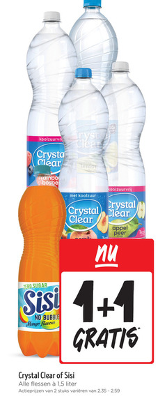  crystal clear sisi frisdrank fruitdrank 1 2 4 100 koolzuurvrij bosbes zero sugar sparkling koolzuur appel peer smaak bubble mango flavour flessen 5 liter stuks varieeren 