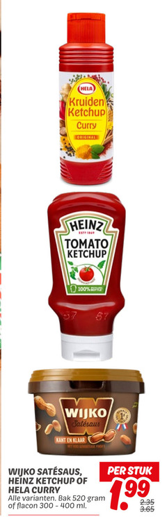  heinz hela wijko satesaus tomatenketchup curryketchup 100 300 400 kruiden ketchup curry original tomato kant klaar pro bak flacon ml stuk 