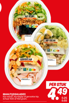  maaltijdsalade 90 400 450 kip ketjap nutri score beter gerookte groente fruit appel caesar caesardressing maaltijdsalades ceasar schaal stuk 