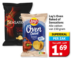  lays chips 50 150 sensation thai chili flavo oven baked roasted paprika flavour less nutri score sensations zakken zak 