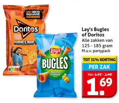 lays doritos zoutjes chips 31 square nacho cheese flavour bugles zakken partypack zak 