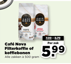  cafe nova koffie koffiebonen 500 mcafee forte roasted coffee beans filterkoffie aroma zakken zak 