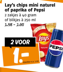  lays pepsi chips cola 2 40 250 mini naturel paprika zakjes blikjes ml tube kilo liter v.a. 