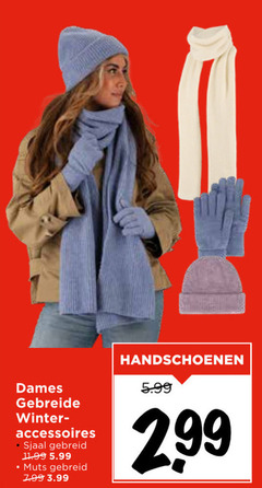  dames gebreide winter accessoires sjaal gebreid 5.99 muts 3.99 handschoenen 