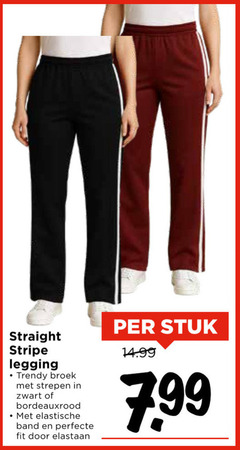  straight stripe legging trendy broek strepen zwart bordeauxrood elastische band fit elastaan stuk 