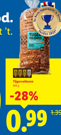  100 brood tijger volkoren lang 
