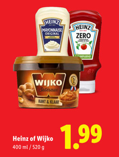  wijko heinz tomatenketchup satesaus 100 400 mayonaise original zero kant klaar ml 