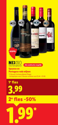  rode wijn 2 8 18 25 rioja dop monte tempranillo torre reserva soepel to nix18 jaar alcohol legitimatie spaanse combinaties portugese wijnen flessen carinena varieeren 1e fles 3.99 2e valor 