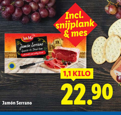  jamon serrano spanish air dried ham with and cutting board snijplank mes 1 kilo 