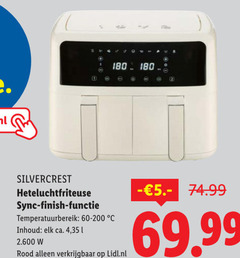  2 180 silvercrest heteluchtfriteuse sync finish functie temperatuurbereik 60-200 inhoud ca. 4 35 rood lidl.nl 