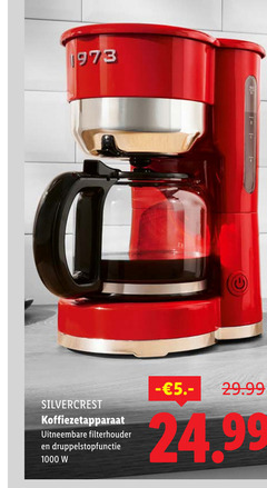  koffiezetapparaat 1000 silvercrest uitneembare filterhouder druppelstopfunctie 
