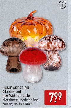  home creation glazen led herfstdecoratie timerfunctie batterijen stuk 