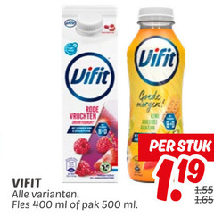  vifit drinkyoghurt 400 500 rode vruchten fles ml pak ballantine stuk 1.1 