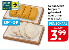  gehaktrol hamburgers 4 beter leven dieren bescherming gepaneerde burger schalen stuks schaal 5.99 
