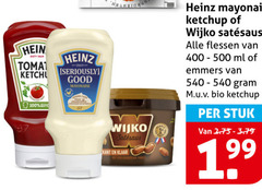  wijko heinz mayonaise tomatenketchup satesaus 100 tomaten seriously good kant klaar vers pins ketchup flessen ml emmers bio stuk 