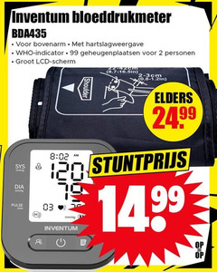  2 8 99 120 inventum bloeddrukmeter bovenarm hartslagweergave indicator geheugenplaatsen personen lcd scherm pulse min 02 elders 