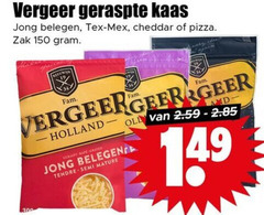  vergeer geraspte kaas 150 300 jong belegen cheddar pizza zak make holland tendre semi mature and old 