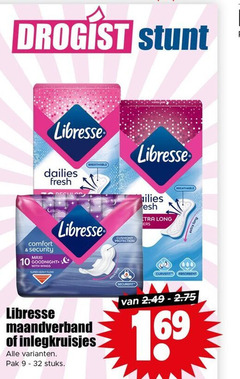  libresse maandverband inlegkruisjes 9 10 32 droge dailies fresh breathable comfort security maxi goodnight with wings super flow securefit absorbent pak stuks 16 
